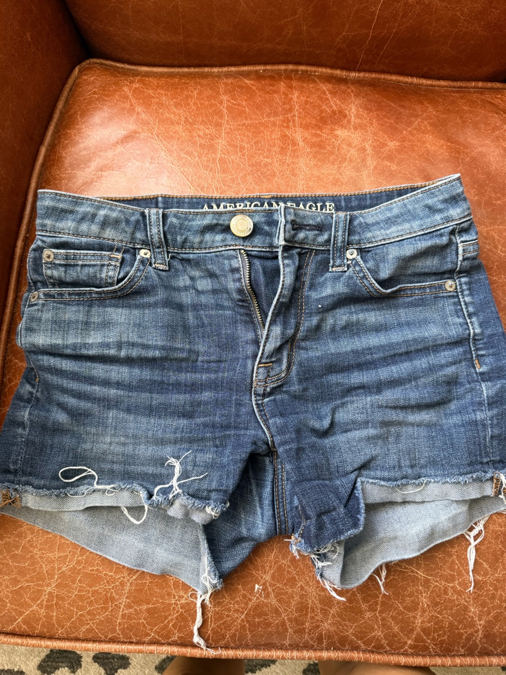 American Eagle Outfitters Distressed Blue Denim Shorts